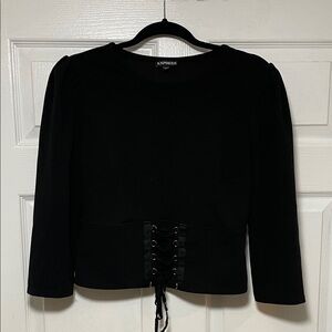 Express Women's Black Lace-Up Top